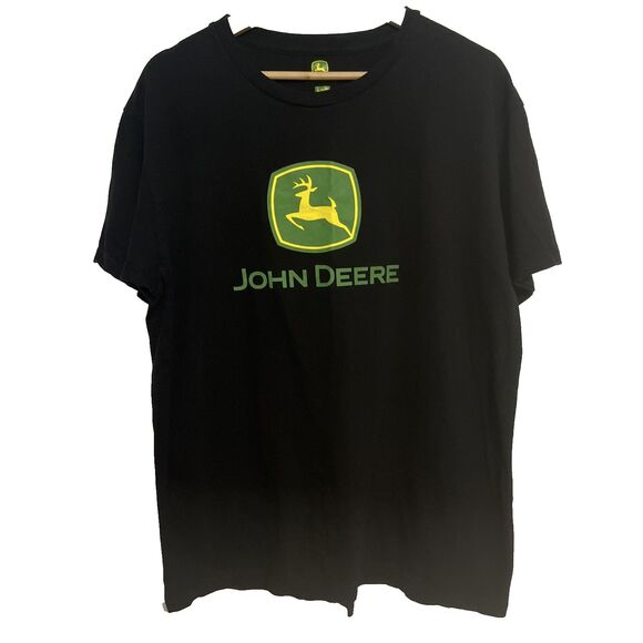 John Deere Mens Large T-Shirt Made in Mexico USA Fabric Logo Deer Farm Tractor - Picture 1 of 6